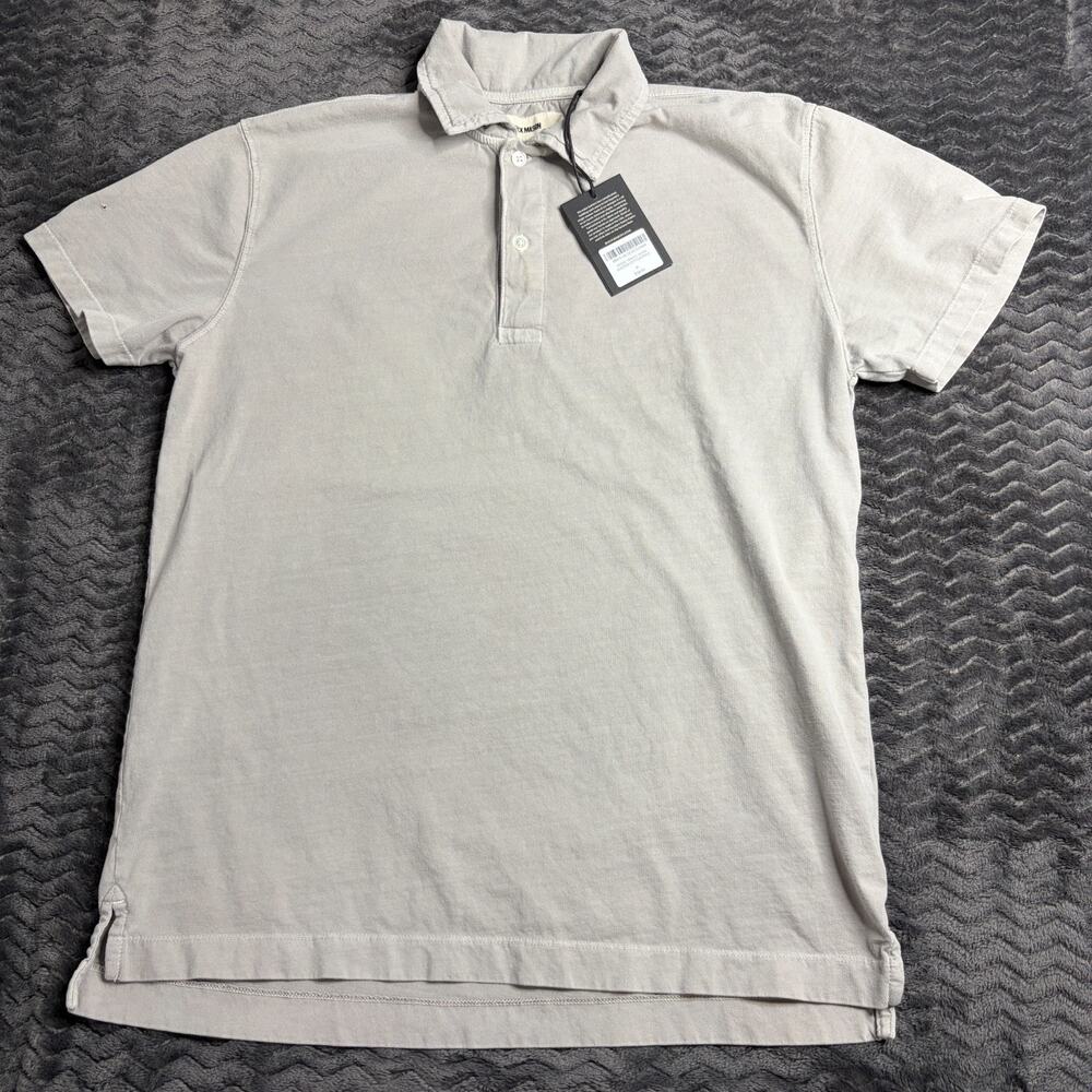 Buck Mason Polo Shirt Mens M Sueded Steel Venice Wash Sueded Cotton Polo